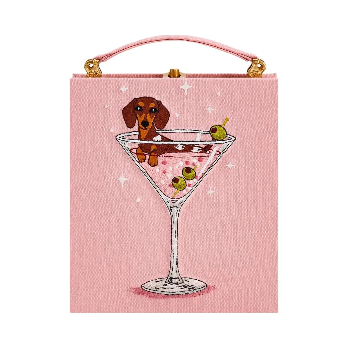 Jw Pei Taya Wine Glass Puppy Pattern Book Shape Clutch Bag Pink