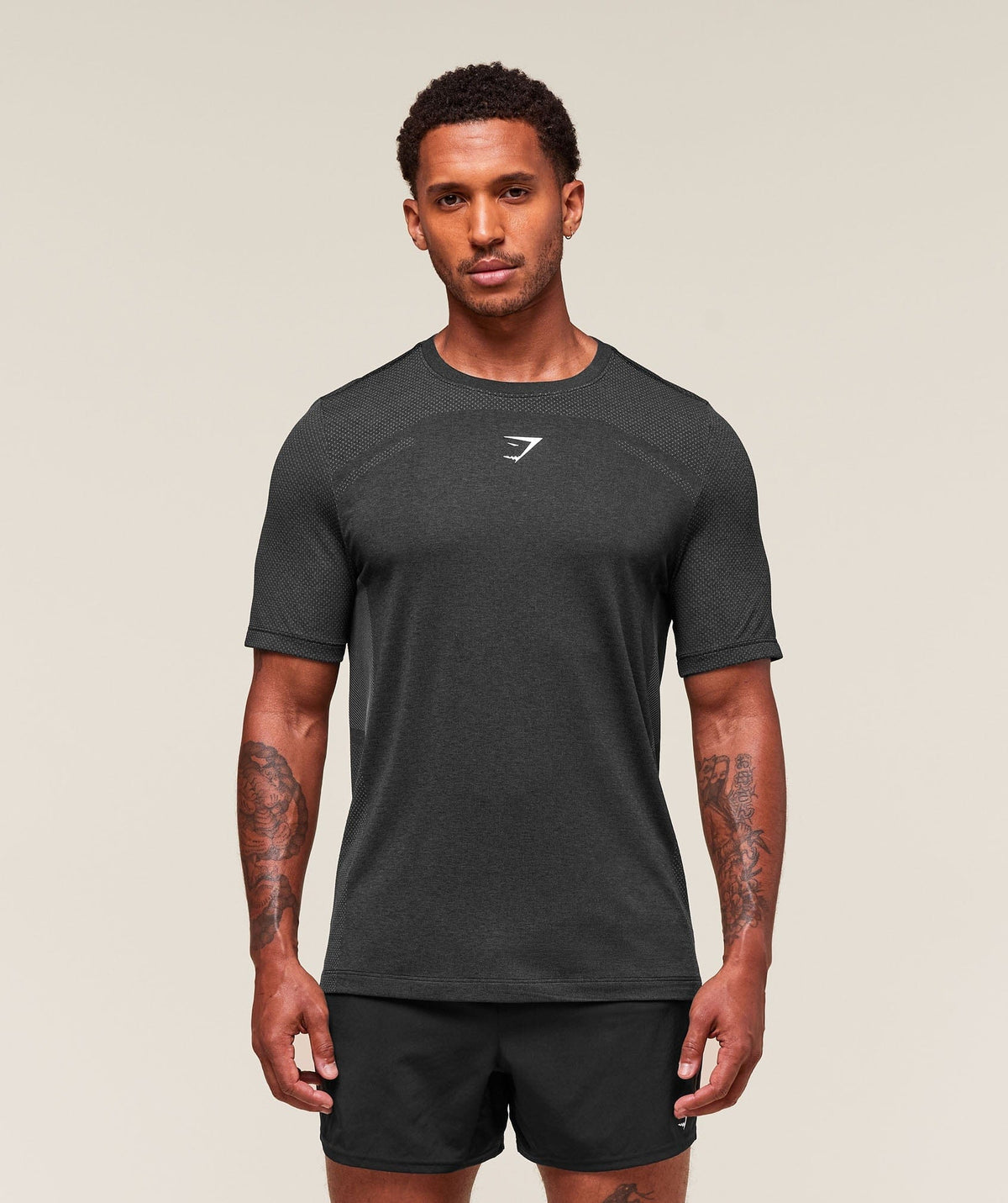 Gymshark Lightweight Seamless T-Shirt - Black/Silhouette Grey