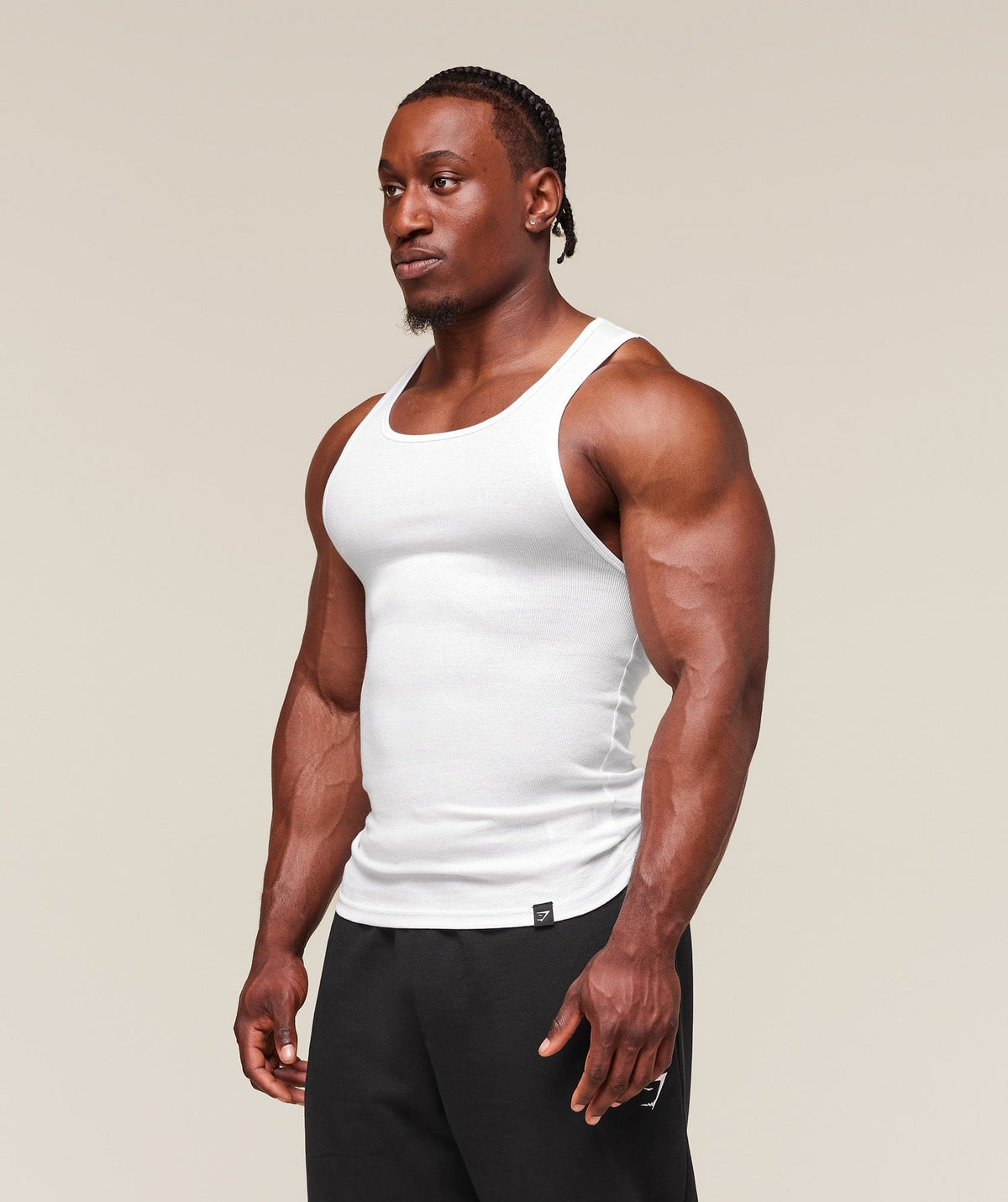 Gymshark Ribbed Tank 3pk - White/Black/Stone Grey Marl