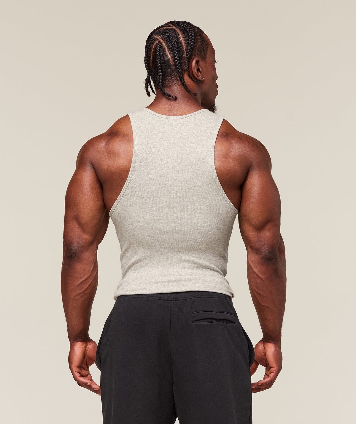 Gymshark Ribbed Tank 3pk - White/Black/Stone Grey Marl