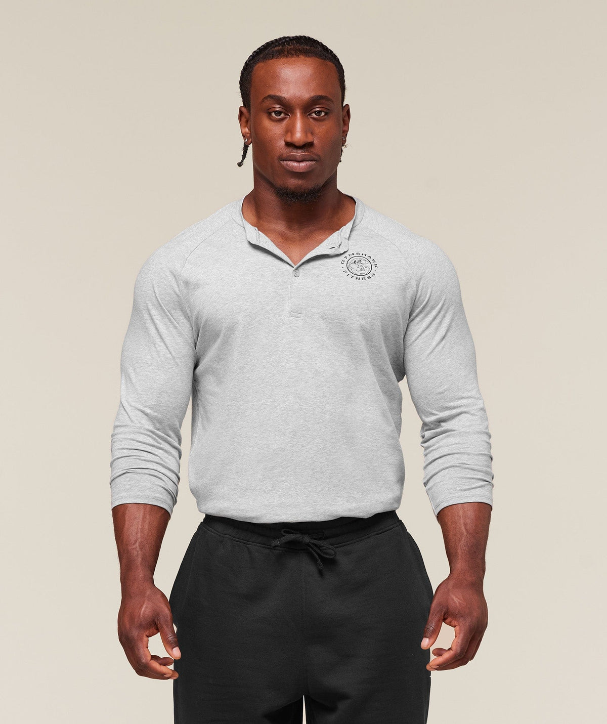 Gymshark Legacy Henley - Light Grey Marl