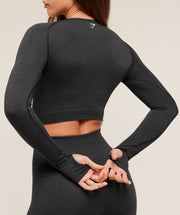 Gymshark Vital Crop Top - Black Marl