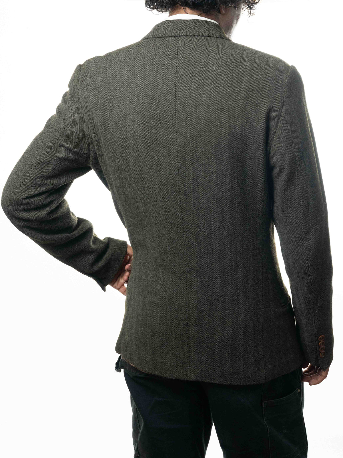 Hugo Boss Men Vintage Brown Herringbone Wool Einstein Sigma (L)