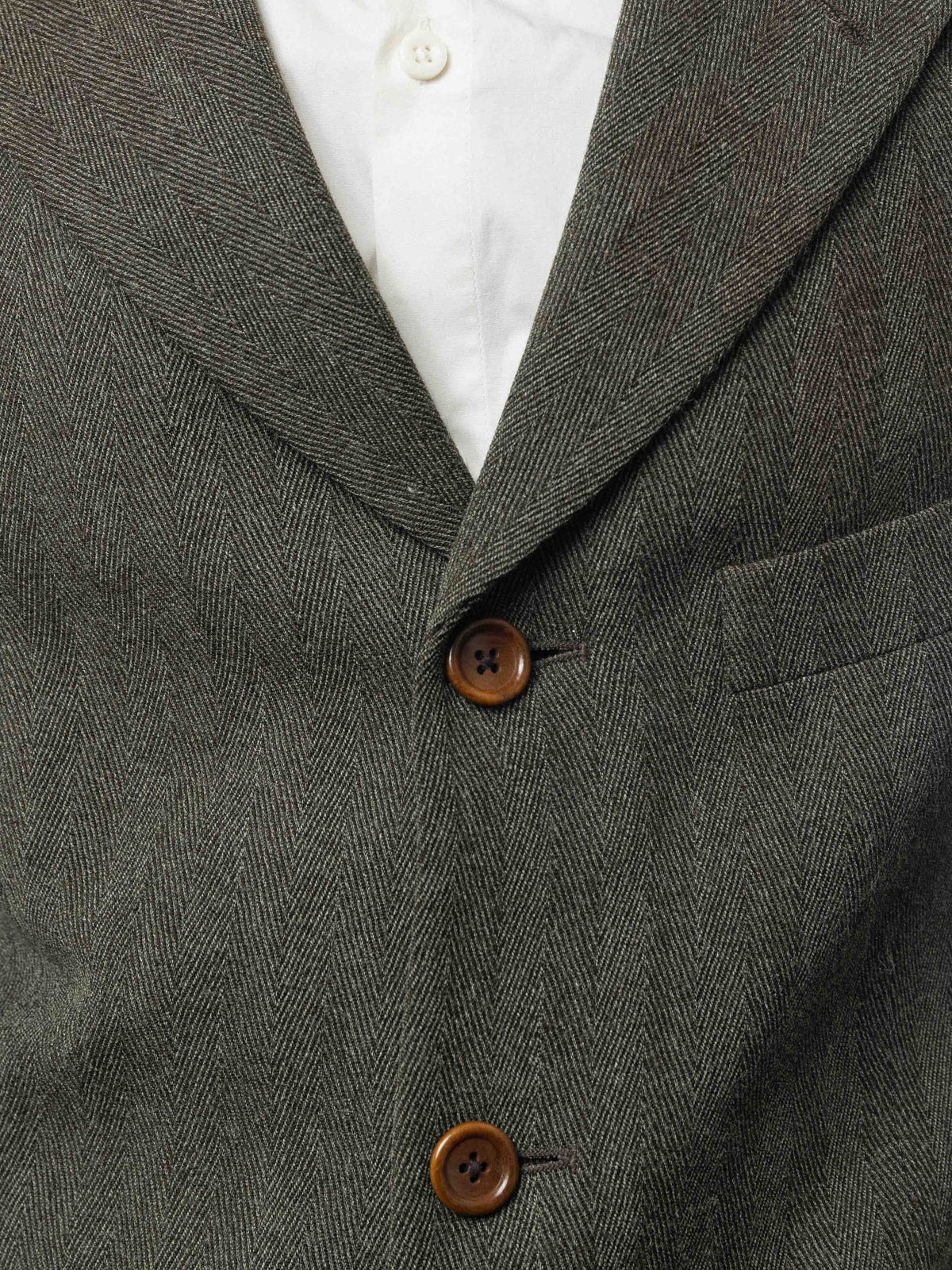 Hugo Boss Men Vintage Brown Herringbone Wool Einstein Sigma (L)