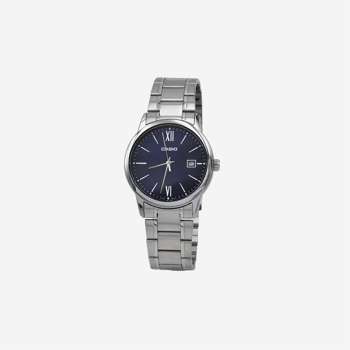 Casio MTP-V002D-2B3 Standard Analog Stainless Steel Date Roman Blue Dial Watch
