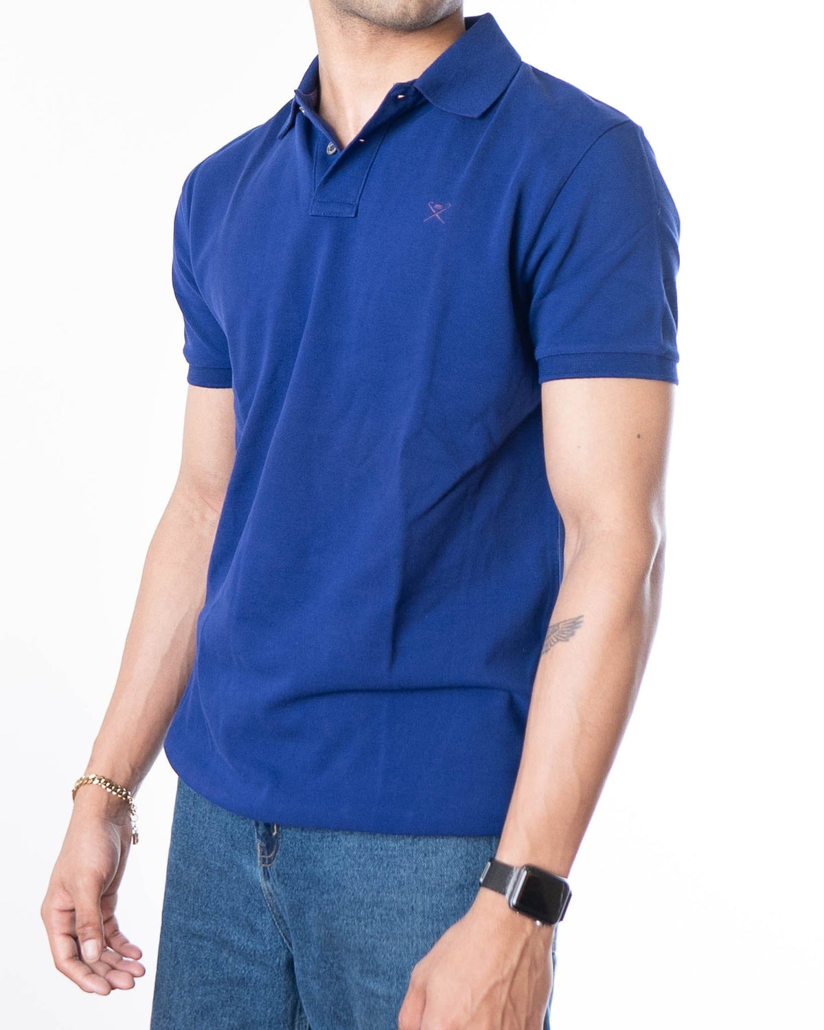 Hackett Indigo Logo Embroidered Polo T-Shirt - Blue (S)