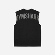 Gymshark Power Cut Off Tank Black/Asphalt Grey Oversized Fit