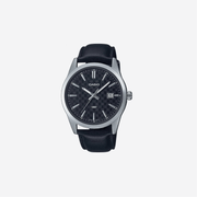 Casio MTP-VD03L-1A Standard Black Leather Band Black Dial 3-Hand Analog Watch
