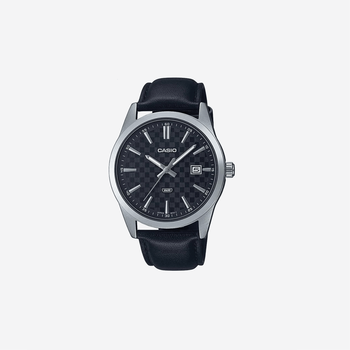 Casio MTP-VD03L-1A Standard Black Leather Band Black Dial 3-Hand Analog Watch