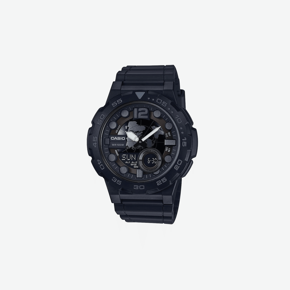 Casio AEQ-100W-1BVCF Classic Analog-Digital Display Black Watch