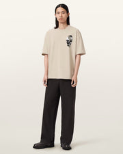 ALL SAINTS Snakehead Oversized Graphic Almond White T-Shirt