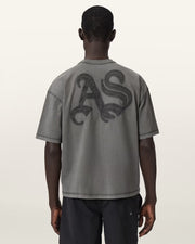 ALL SAINTS Insignia Short Sleeve Cotton Washed Black T-Shirt