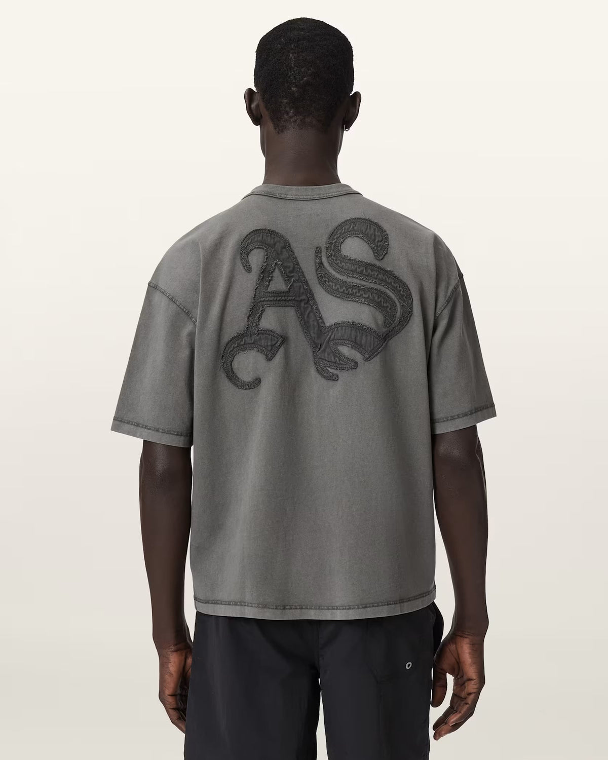 ALL SAINTS Insignia Short Sleeve Cotton Washed Black T-Shirt