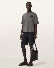 ALL SAINTS Insignia Short Sleeve Cotton Washed Black T-Shirt