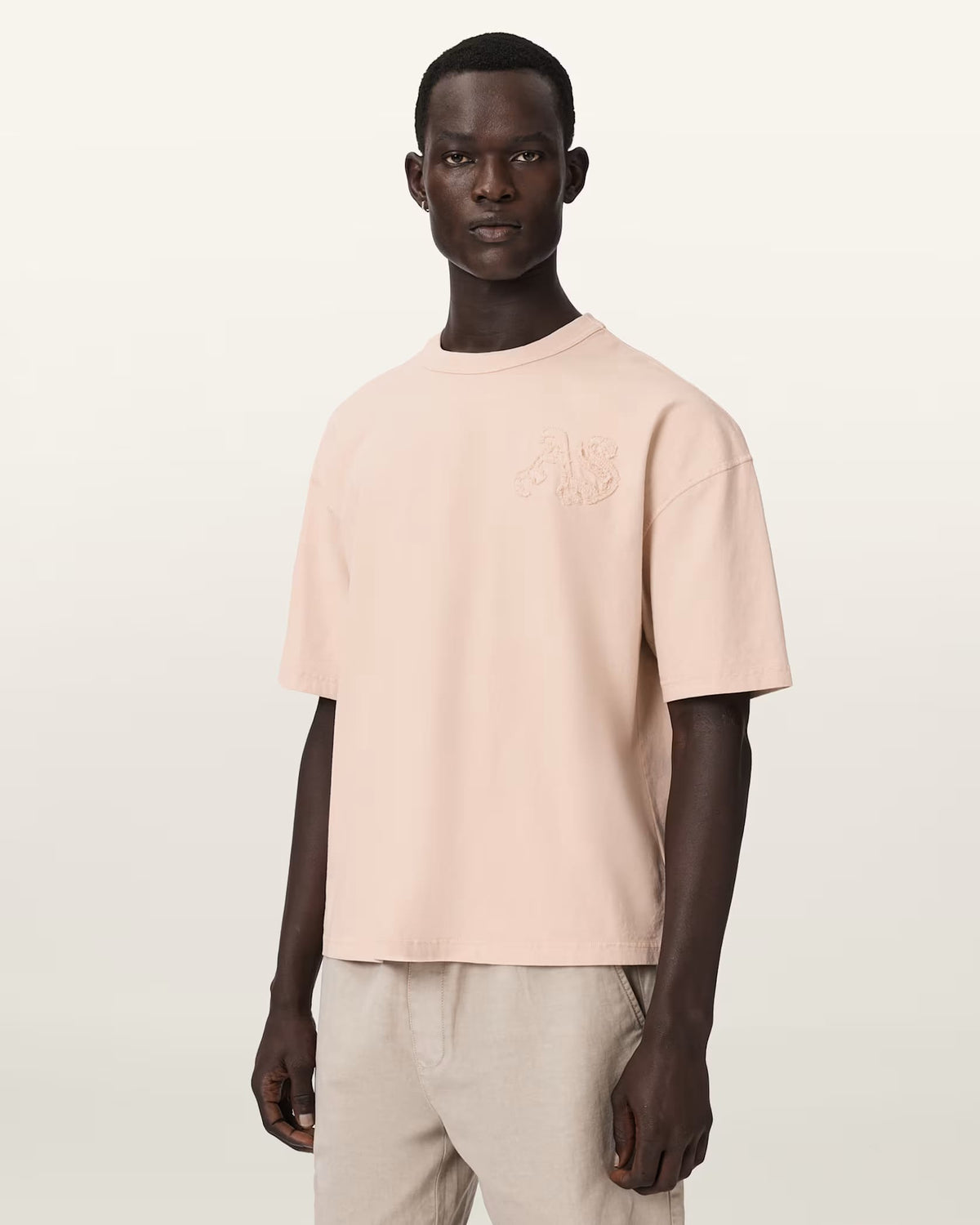 ALL SAINTS Insignia Short Sleeve Cotton Crystal Pink T-Shirt