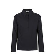 Long-Sleeved Polo Shirt V-Neck with Buttons and Turndown Collar