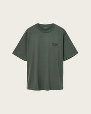 ALL SAINTS Xander Flocked Logo Oversized Garnet Green T-Shirt