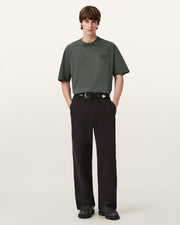 ALL SAINTS Xander Flocked Logo Oversized Garnet Green T-Shirt