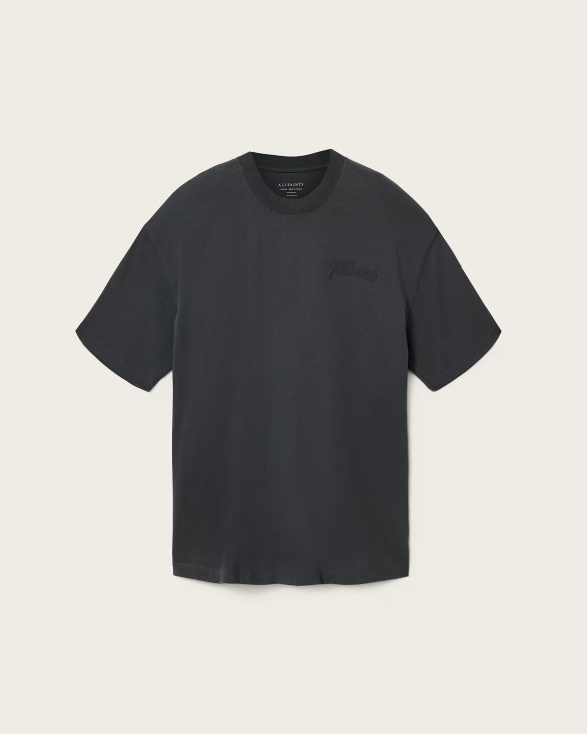 ALL SAINTS Odyssey Oversized Short Sleeve Crew Washed Black T-Shirt