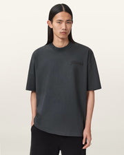 ALL SAINTS Odyssey Oversized Short Sleeve Crew Washed Black T-Shirt