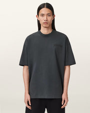 ALL SAINTS Odyssey Oversized Short Sleeve Crew Washed Black T-Shirt