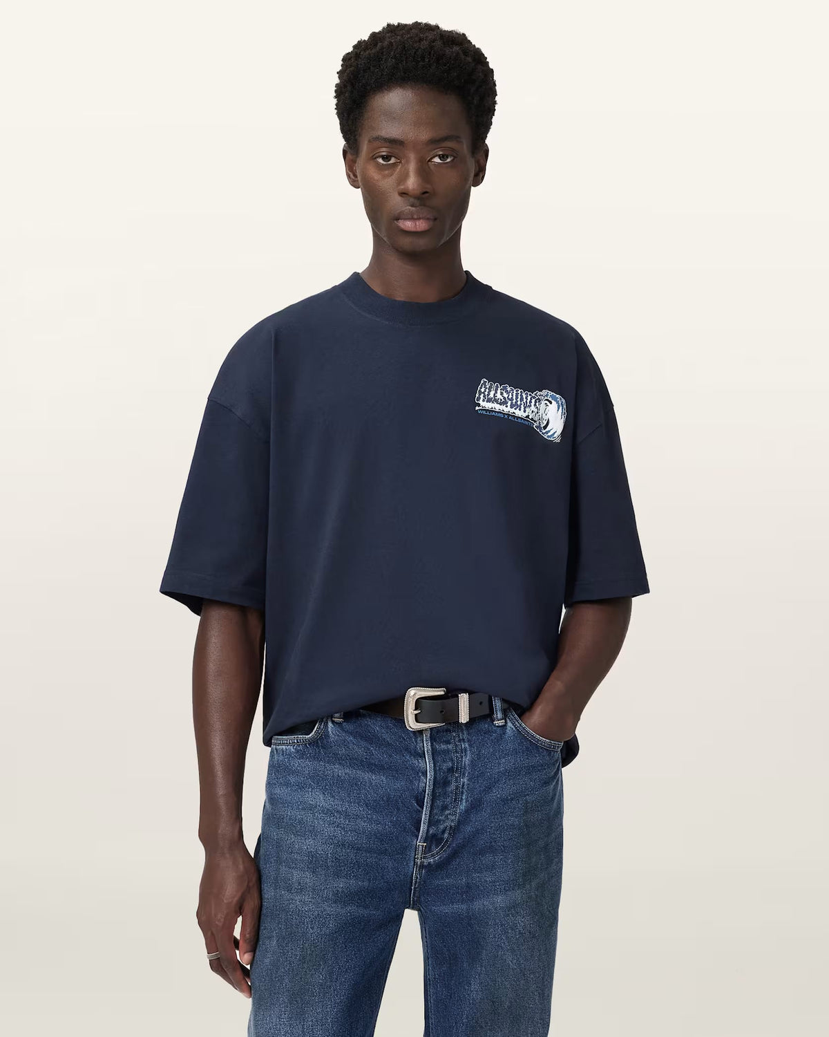 ALL SAINTS Williams X AllSaints Burnout Crew Neck Williams Blue T-Shirt
