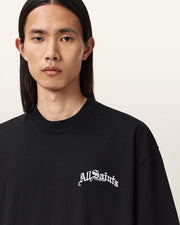 ALL SAINTS Descent Oversized Graphic Washed Black T-Shirt