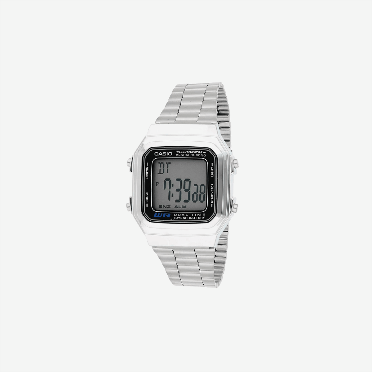 Casio Vintage A178WA-1A Silver Stainless-Steel with Grey Dial Quartz Watch