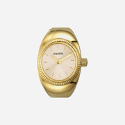 Fossil Watch Ring Women Quartz Gold Dial Analog Stainless Steel Watch Es5246