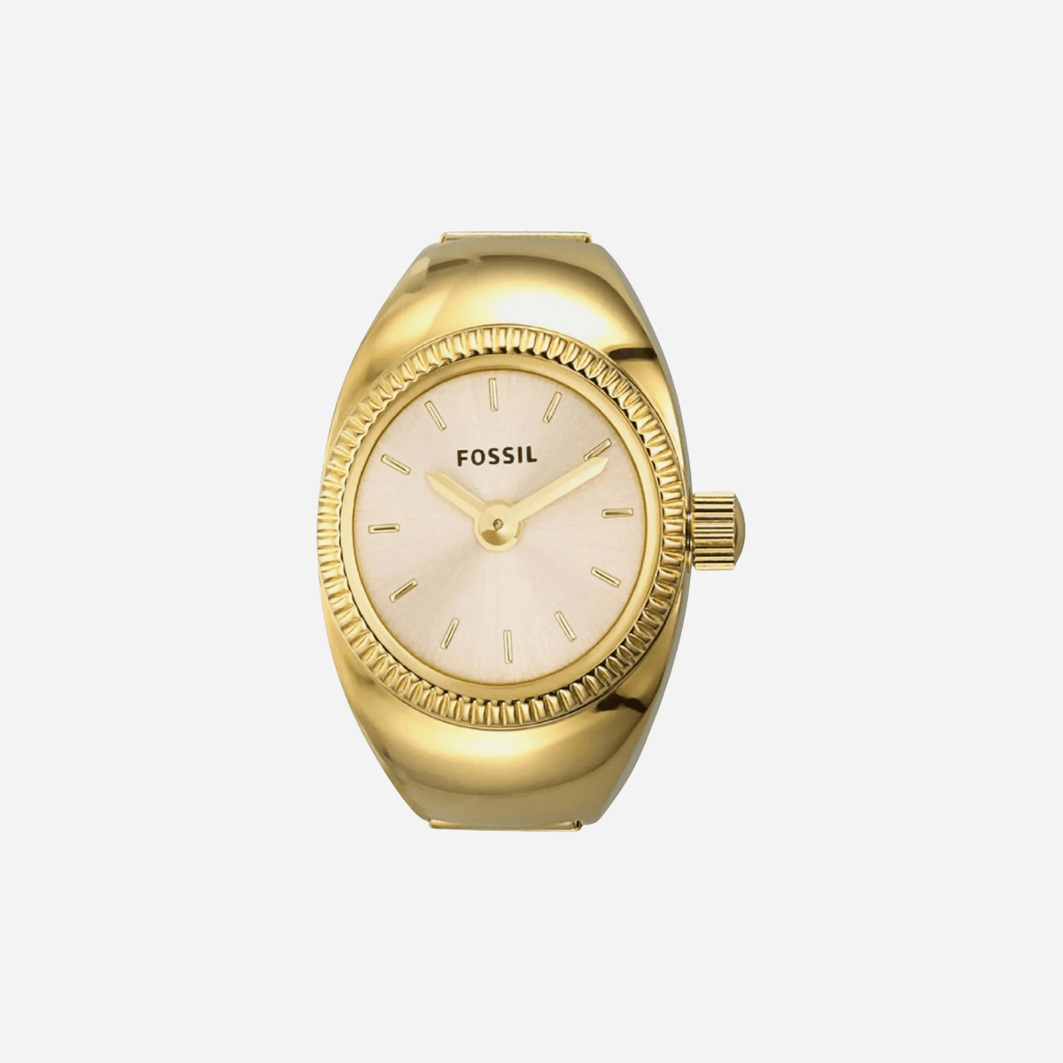 Fossil Watch Ring Women Quartz Gold Dial Analog Stainless Steel Watch Es5246