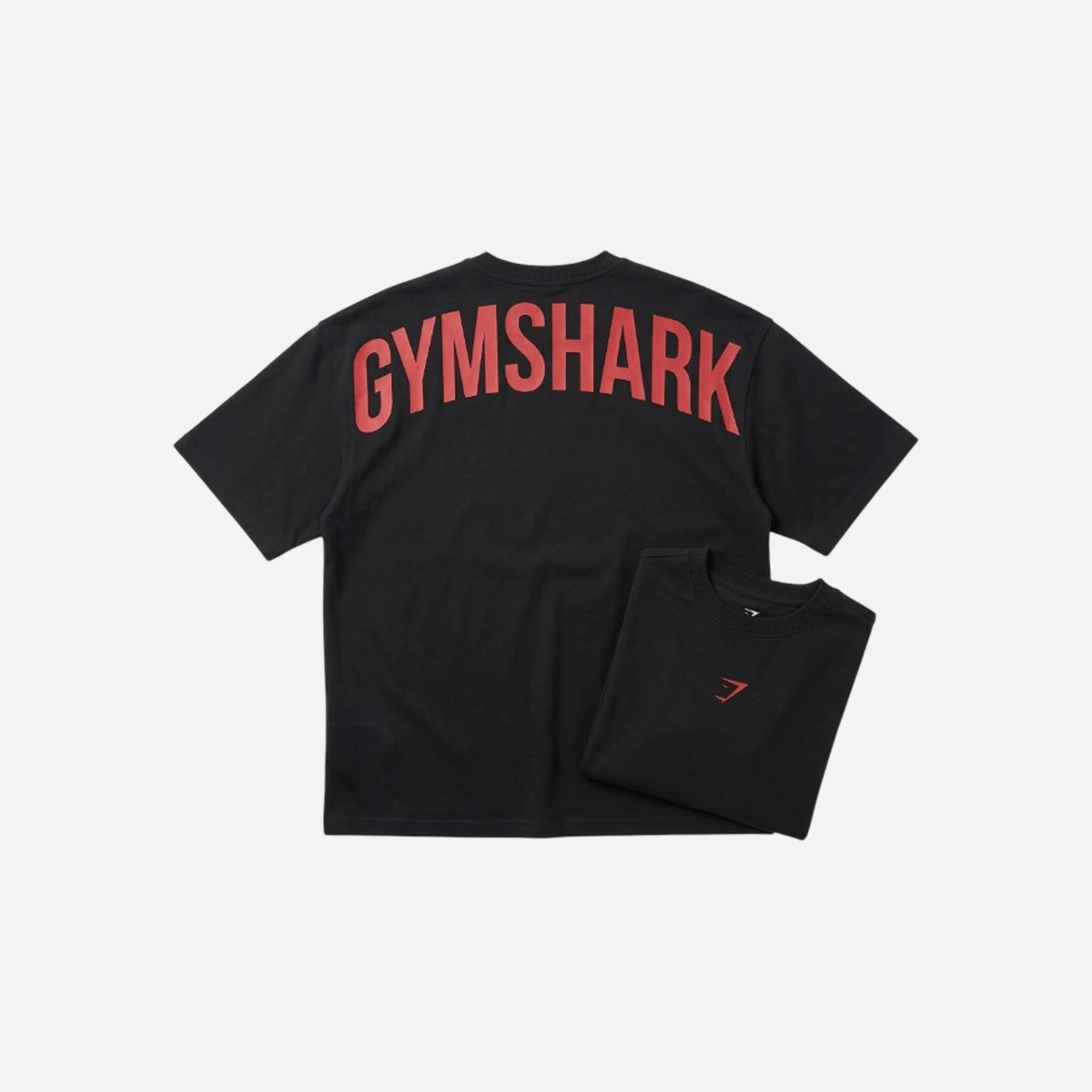 Gymshark Power T-Shirt Black/Conditioning Red Oversized Fit