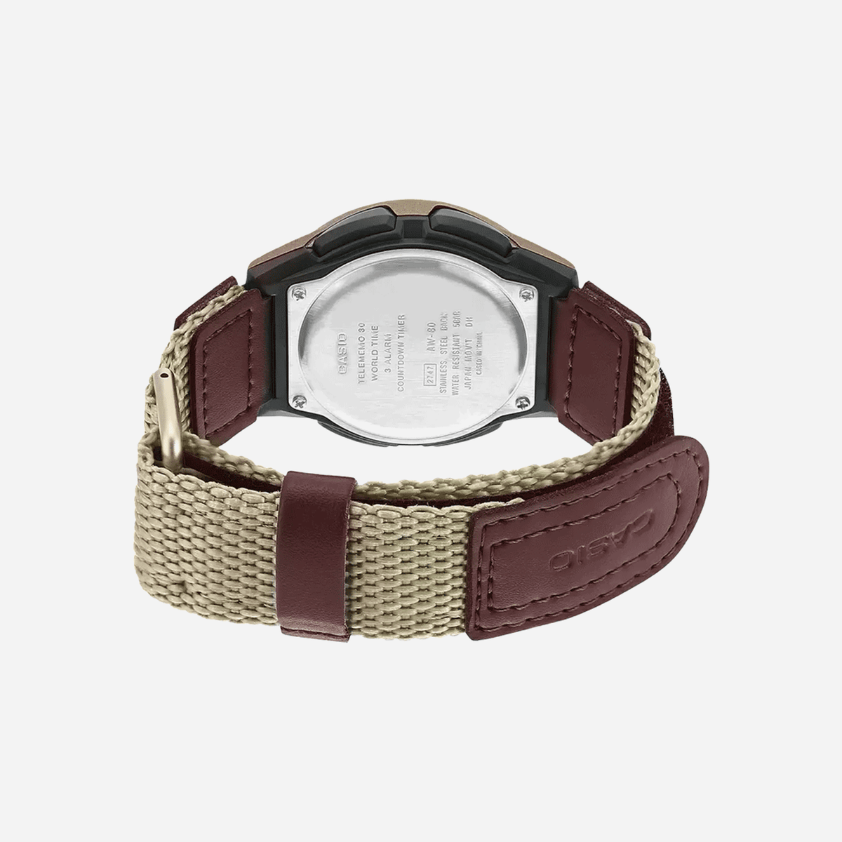 Casio AW80V-5BV Analog-Digital Combination Cream Dial Brown Cloth Band Watch