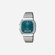 Casio Vintage AQ-240E-3A Blue Dial Analog Digital Stainless Steel Watch with Dual Time D419