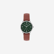 Casio Enticer Women Quartz Green Dial Analog Brown Leather Strap Watch