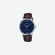 Casio Enticer LTP-VT01L-2BUDF Quartz Blue Dial Analog Brown Leather Strap Watch