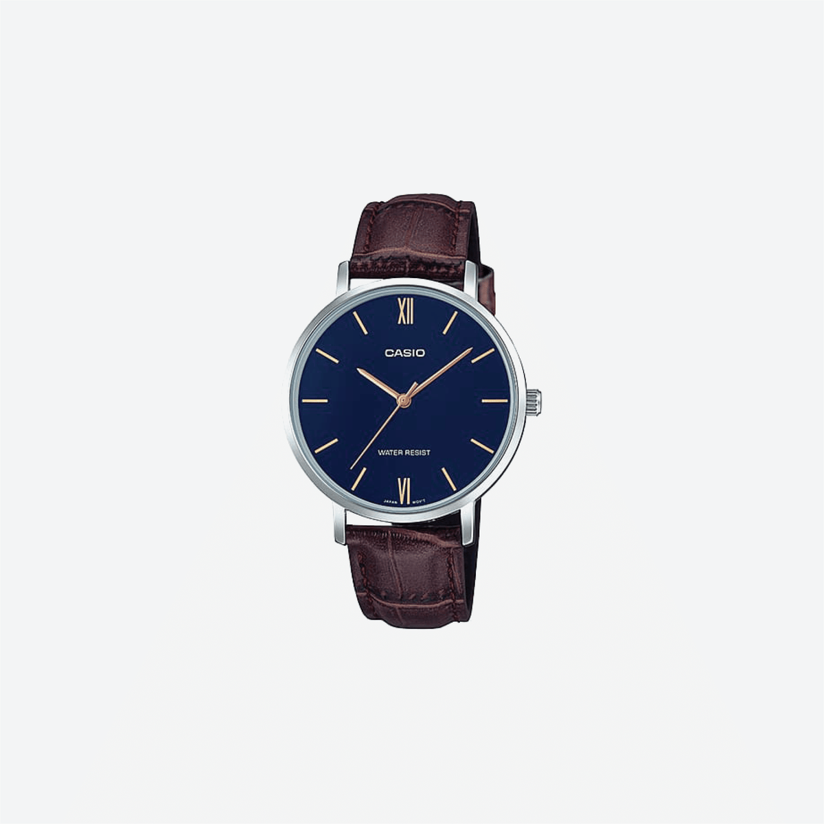 Casio Enticer LTP-VT01L-2BUDF Quartz Blue Dial Analog Brown Leather Strap Watch