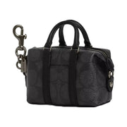 Coach Mini Trekker Bag Charm In Signature Canvas in Gunmetal Charcoal Black