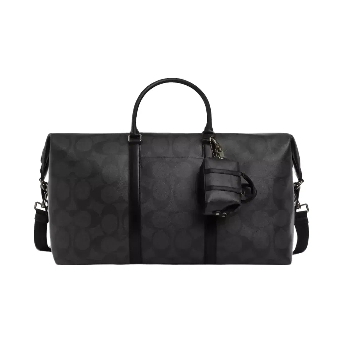 Coach Mini Trekker Bag Charm In Signature Canvas in Gunmetal Charcoal Black