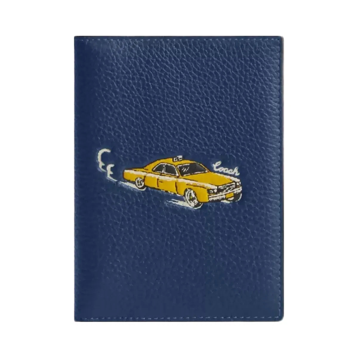 Coach Passport Card Case With Car Print in Silver Deep Blue Multi