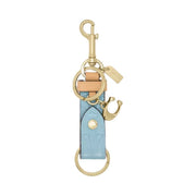 Coach Trigger Snap Bag Charm In Signature Leather With Charm Gold Light Blue