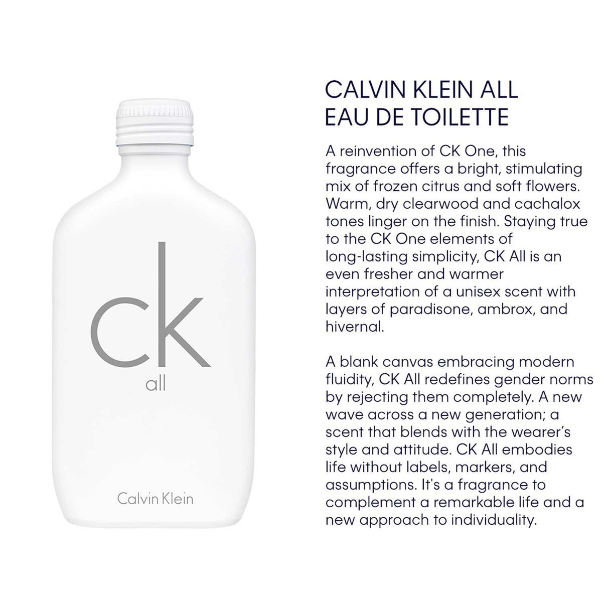 Calvin Klein Ck All Eau De Toilette - EDT For Everyone Unisex Perfume  (100 ml) - Calvin Klein