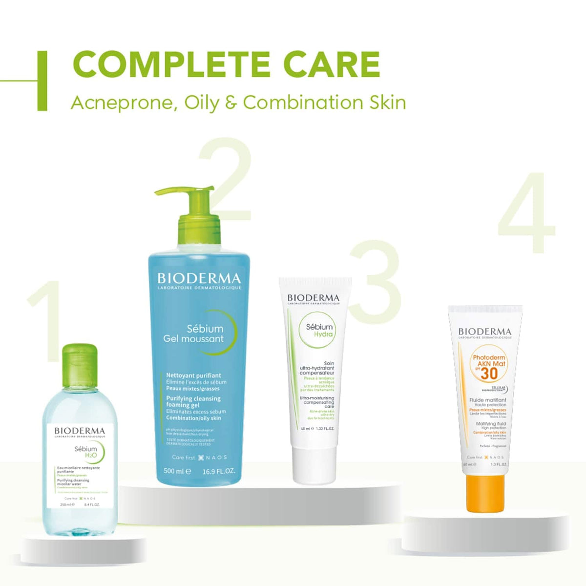 Bioderma Sebium Face And Body Wash Moussant Purifying Cleansing Gel (500ml) - Bioderma