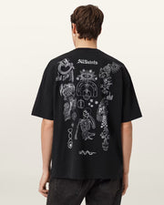 ALL SAINTS Terra Oversized Graphic T-Shirt Jet Black
