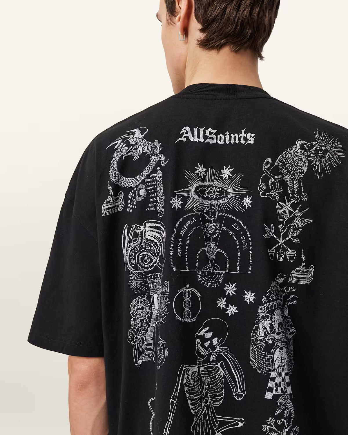 ALL SAINTS Terra Oversized Graphic T-Shirt Jet Black