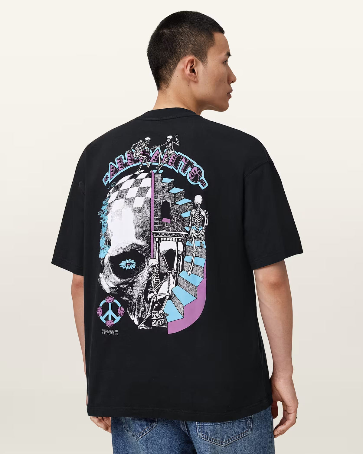 ALL SAINTS Reincarnate Short Sleeve Crew Neck T-Shirt  Washed Black