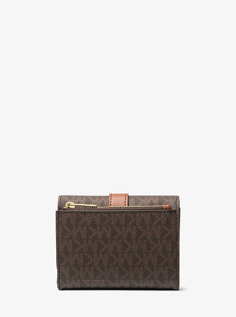 Michael Kors Greenwich Medium Signature Logo Trifold Wallet Brown