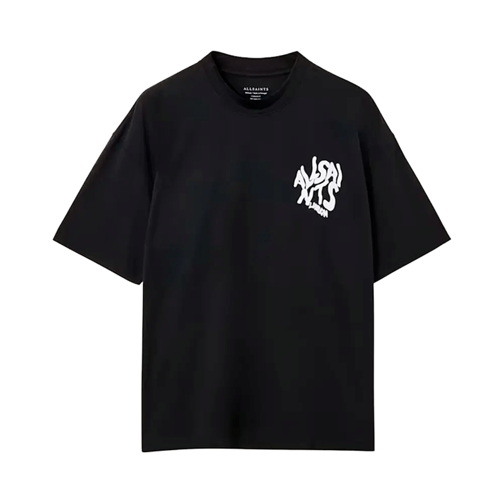 ALLSAINTS Orlando Logo Print Oversized T-Shirt Jet Black