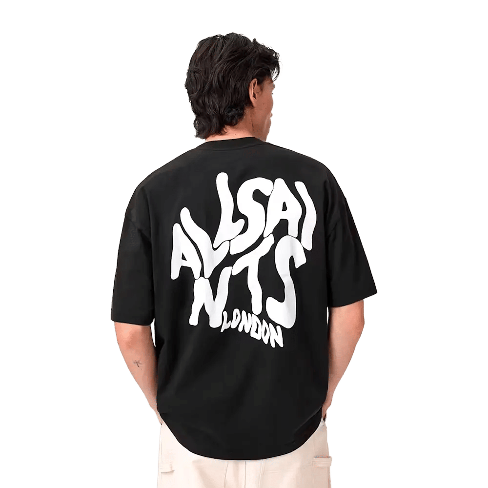 ALLSAINTS Orlando Logo Print Oversized T-Shirt Jet Black
