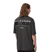 ALLSAINTS Redact Oversized Embroidered Logo T-Shirt Washed Black