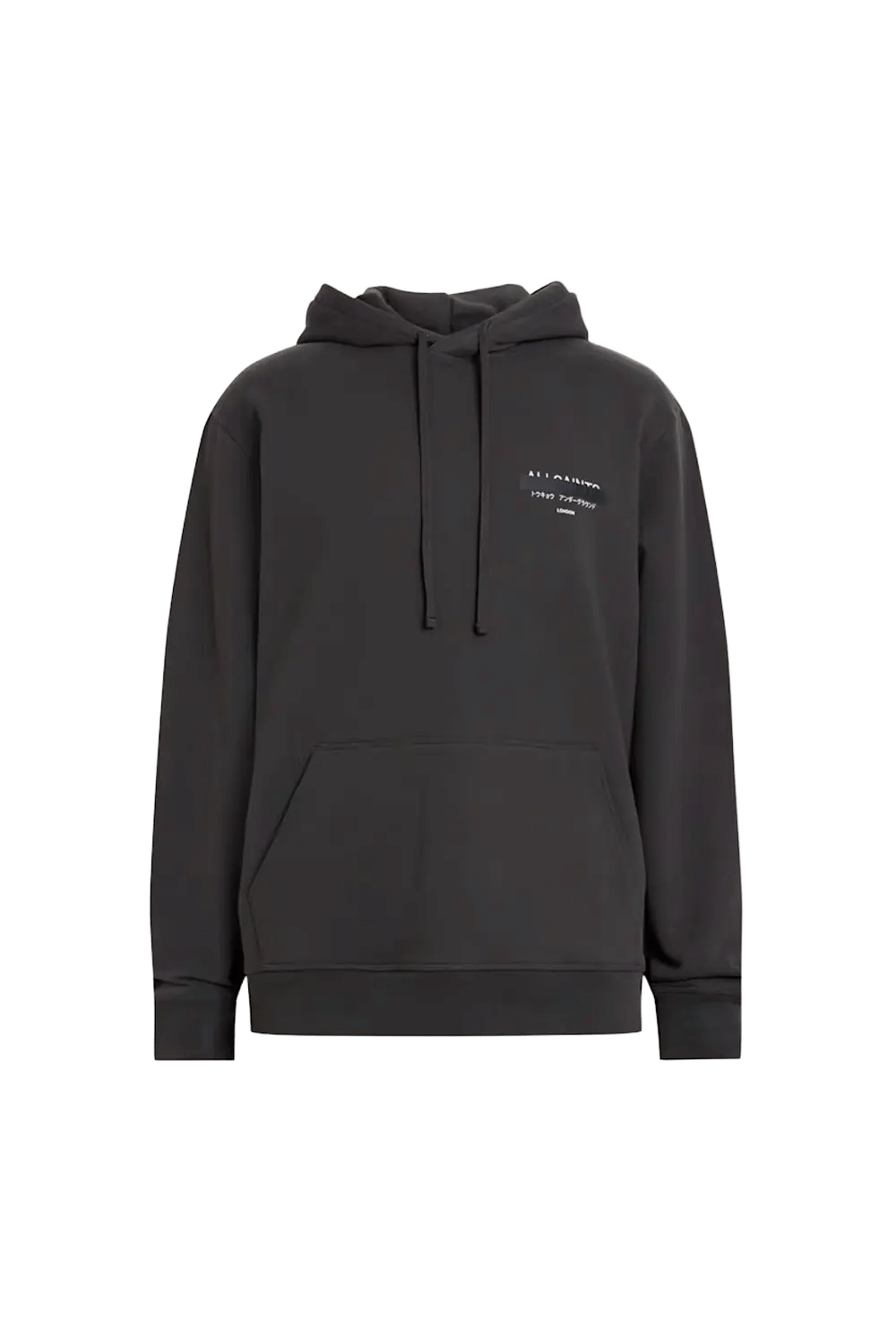 ALLSAINTS Redact Pullover Embroidered Logo Hoodie Washed Black